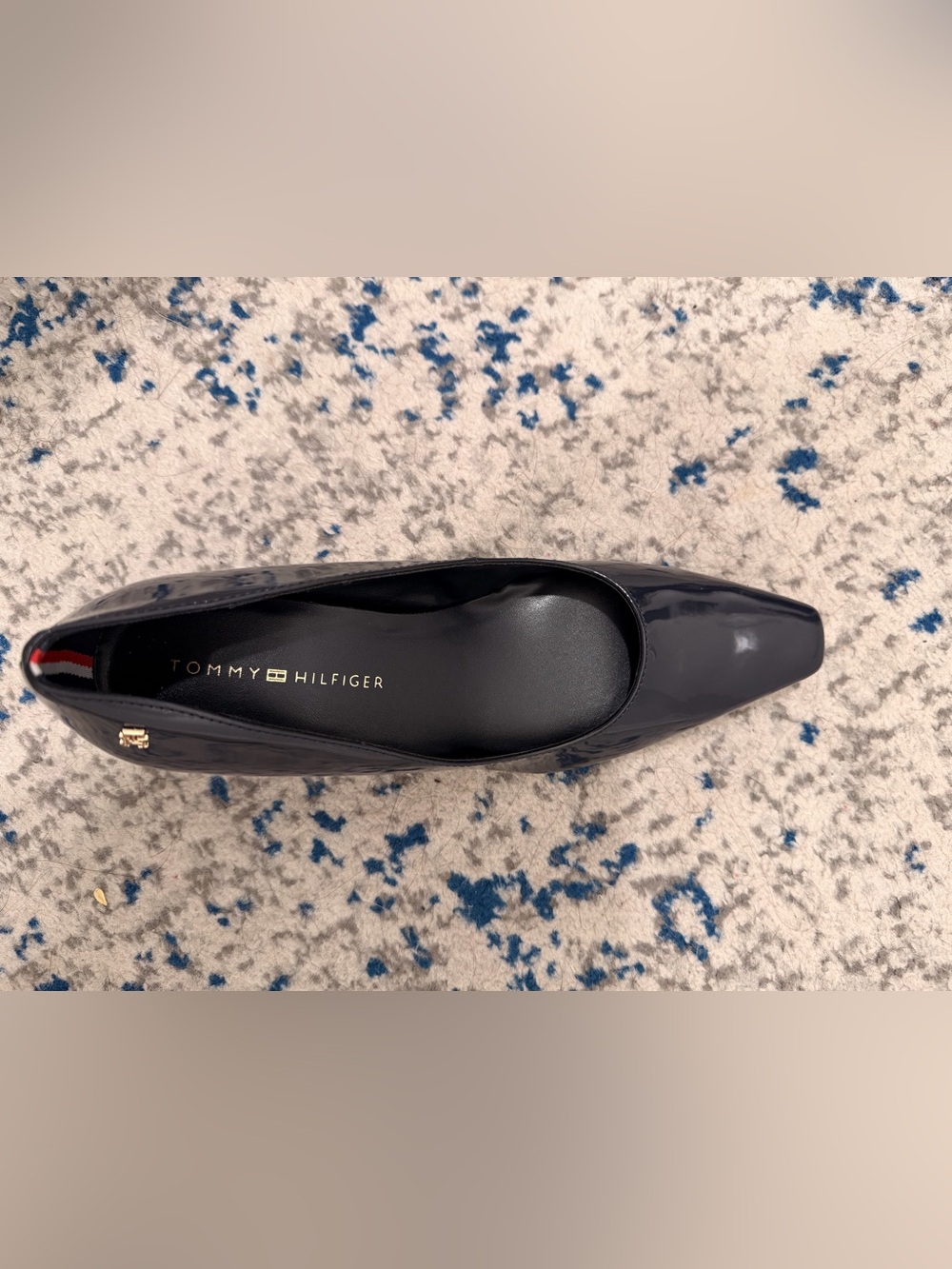 Tommy Hilfiger Glossy Navy Patent Pointed Toe Pump